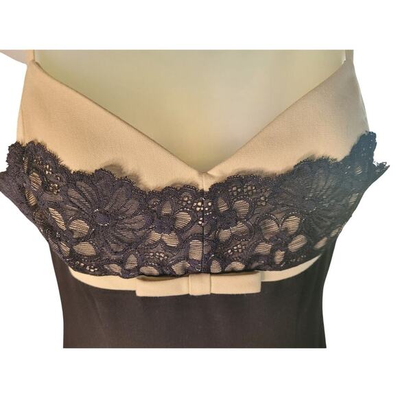 Ideology Strap Dress Blk/Cream Lace Slit Hem Sz 4 - Picture 2 of 5